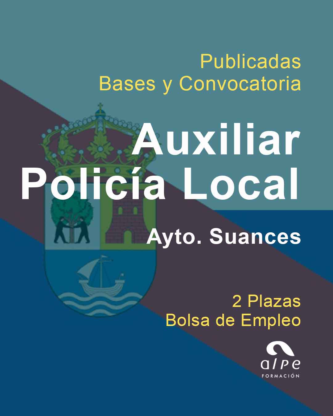 Publicadas las Bases y Convocatoria para 2 plazas de Auxiliar de Policía Local en Suances
